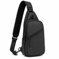 Borsa a tracolla 18 x 8 x 32 cm in tessuto nero con tasche zip stile urbano