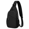 Borsa a tracolla 18x8x32 cm in tessuto sintetico nero con tasche e cinghia regolabile