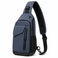 Borsa a tracolla 18 x 10 x 32 cm in tessuto sintetico blu per uso quotidiano con tasche multiple
