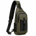 Borsa a tracolla 19 x 9 x 33 cm in tessuto sintetico verde oliva e nero con tasche multiple per uso quotidiano