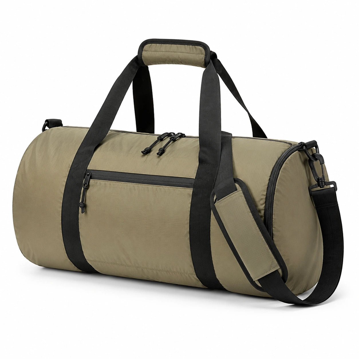 Borsone da viaggio 50 x 25 x 28 cm in tessuto sintetico verde oliva e nero con tracolla rimovibile