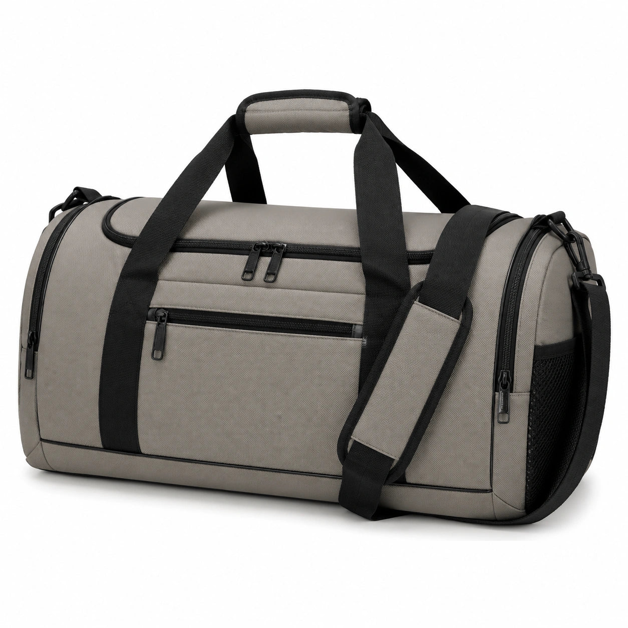 Borsone da viaggio 50 x 25 x 28 cm in tessuto sintetico grigio con tracolla e tasche con zip