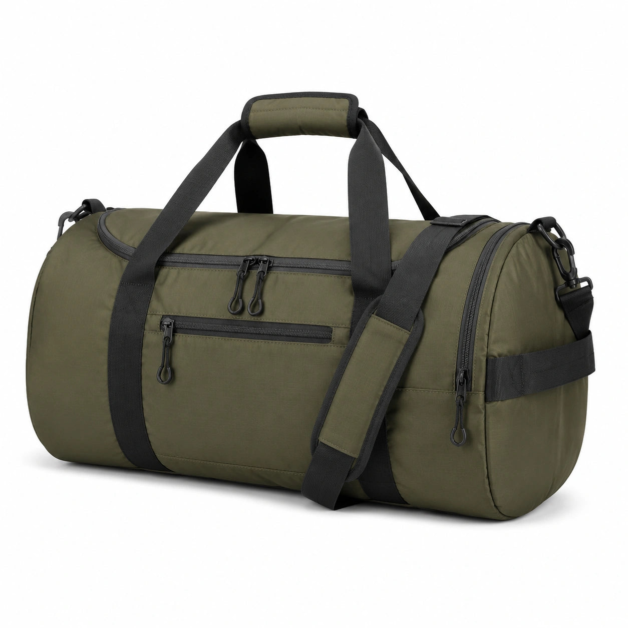 Borsone da viaggio 50 x 25 x 28 cm in tessuto verde oliva e nero con tracolla regolabile