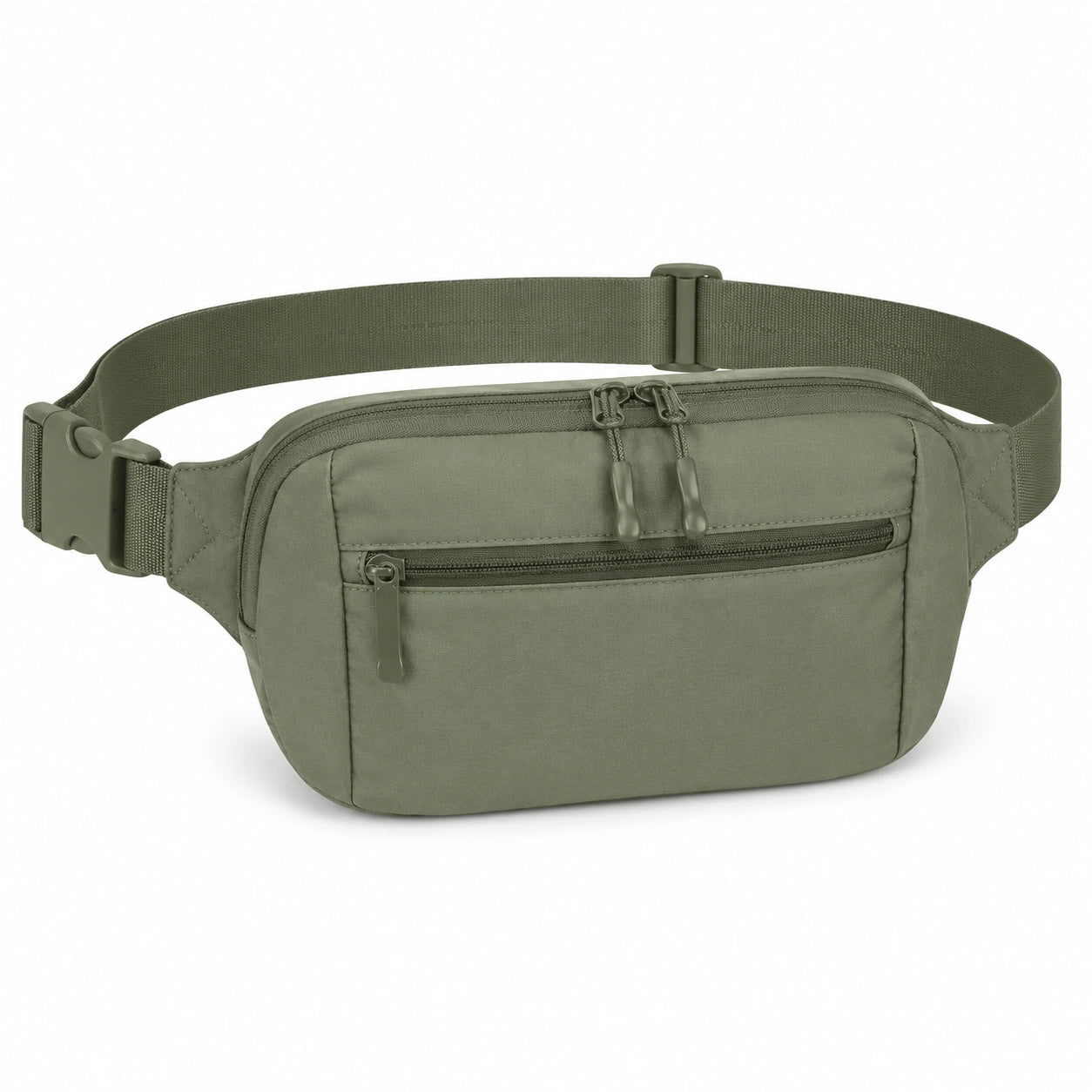 Marsupio 30 x 8 x 16 cm in tessuto sintetico verde oliva - cintura regolabile e tasche con zip