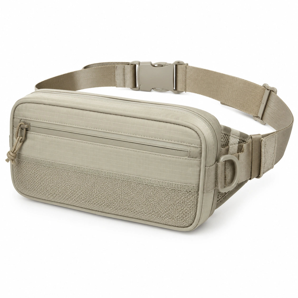 Marsupio 23 x 5 x 14 cm in tessuto sintetico beige - cintura regolabile stile tecnico