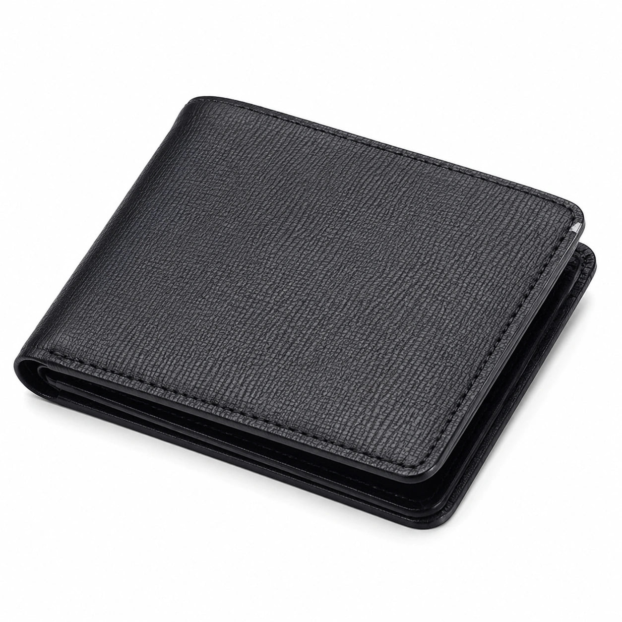 Portafoglio da uomo 12 x 9.5 x 2 cm in materiale sintetico nero effetto pelle stile pieghevole
