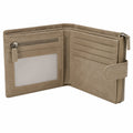 Portafoglio pieghevole 12x10x3 cm in similpelle tortora con portacarte e portamonete