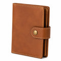 Portafoglio uomo 12 x 2 x 9.5 cm in pelle marrone con chiusura a bottone stile classico