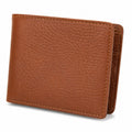 Portafoglio bifold 11 x 9 x 1 cm effetto pelle marrone - compatto per carte e banconote