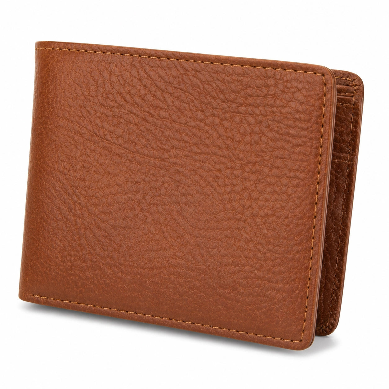 Portafoglio bifold 11 x 9 x 1 cm effetto pelle marrone - compatto per carte e banconote