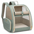 Zaino trasportino per animali 40 x 30 x 42 cm verde salvia in similpelle con rete ventilata