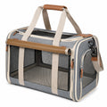 Trasportino per animali 50 x 30 x 30 cm in tessuto grigio con rete traspirante pieghevole