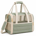Trasportino per animali 45x28x30 cm in tessuto e rete verde salvia - pieghevole con tracolla