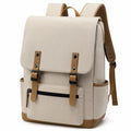 Zaino 30 x 15 x 40 cm in tessuto beige e marrone con tasca frontale stile casual